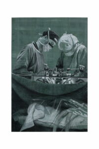 Charcoal drawing of a gastrointestinal operation at Flinders Medical Centre by renowned South Australian Artist Avril Thomas shown in Arts in Health exhibition at Flinders Medical Centre now available as prints globally on Redbubble