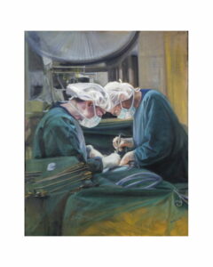Surgeons operating at Flinders Medical Centre Dr David Wattchow, Oil Painting by renowned South Australian Artist Avril Thomas shown in Arts in Health exhibition at Flinders Medical Centre now available as prints globally on Redbubble