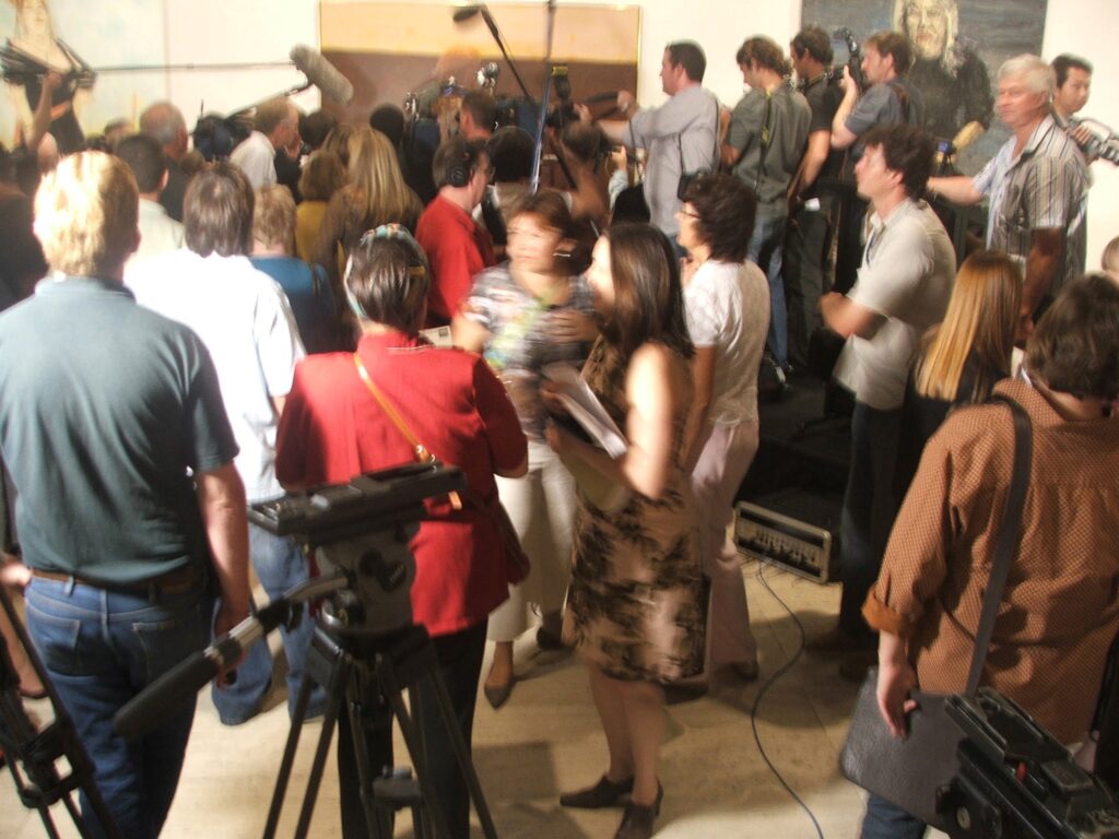 Press at the announcement of the winner of Archibald Prize 