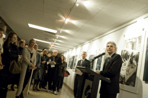 Minister for Arts / Minister for Health John Hill opening the Exhibition Theatre Works by Avril Thomas at Flinders Medical Centre