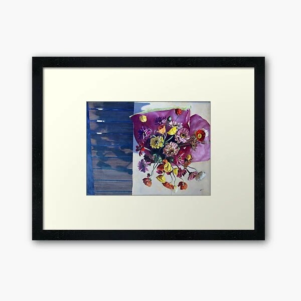 Framed print of a bouquet of flowers originally an oil painting by Adelaide Artist Avril Thomas