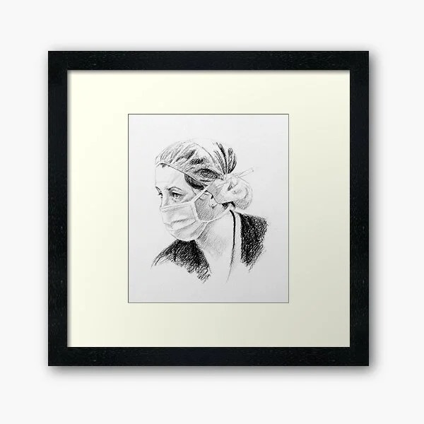 Framed prints for sale of a theatre nurse originally drawn by Adelaide Artist Avril Thomas