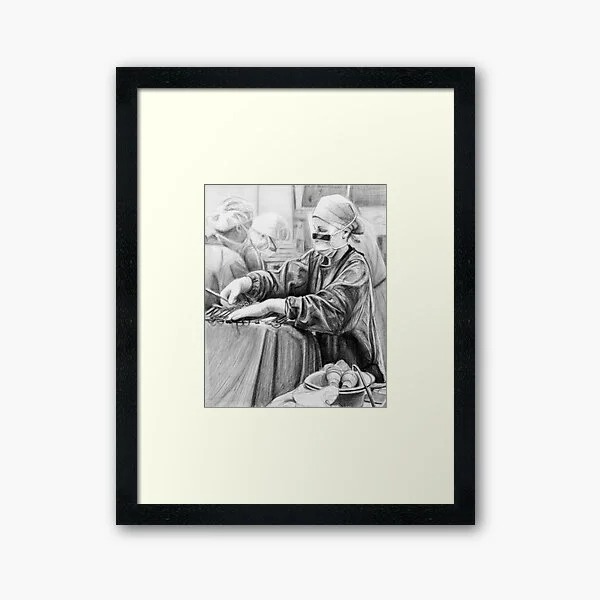 Framed Print of a charcoal drawing of a surgical nurse at Flinders Medical Centre by Avril Thomas