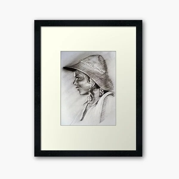 Framed portrait drawing print in frame for sale by Adelaide artist Avril Thomas