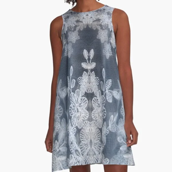 Lacy feminine designed dress designed by Avril Thomas at Magpie Springs 