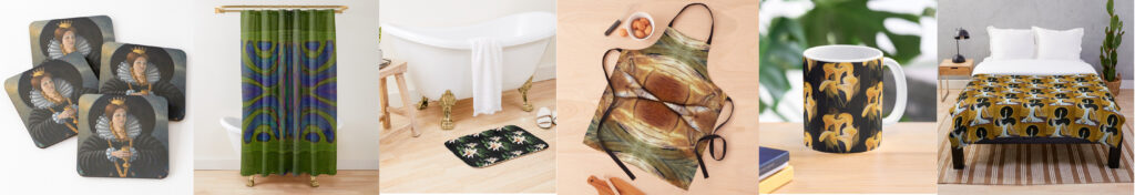 Home and living product collection by South Australian artist Avril Thomas on Redbubble: acrylic blocks, aprons, bath mats, duvet covers, throw blankets, wall clocks, coasters, jigsaw puzzles, magnets, mugs, pillows and cushions, shower curtains, and tapestries – premium everyday essentials with artistic designs.

