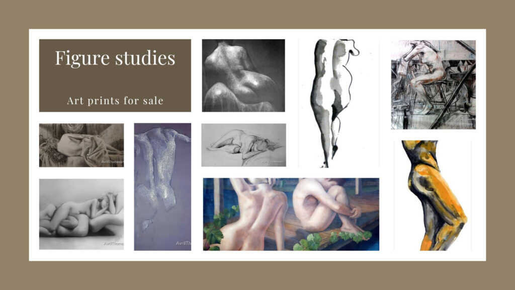 Drawings and paintings by Adelaide artist Avril Thomas of tasteful nude figures available as prints via Redbubble