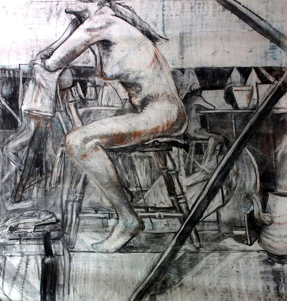 The Life Model - Charcoal drawing by Adelaide Artist Avril Thomas, prints available via Redbubble