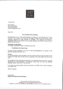 Avril Thomas South Australian Artist in Archibald finalist portrait with oil painting of Alexander Downer New South Wales Art Gallery