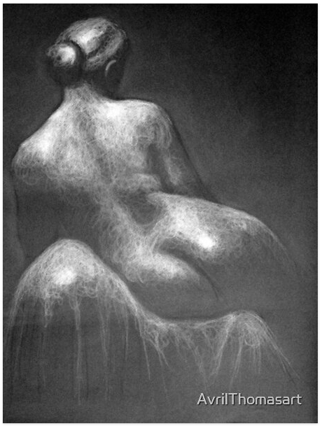 Female Back drawing by Adelaide Artist Avril Thomas prints available via Redbubble