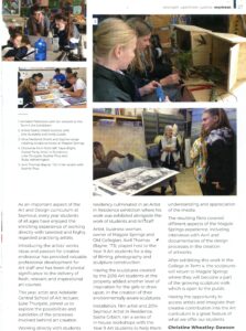 Seymour College magazine Tartan Talk article about Students with Avril Thomas Arts program at Magpie Springs